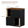 Cat Litter Box Enclosure for 2 Cats, Litter Box Enclosure with Double Room, Hidden Enclosed Cat Litter Box Furniture with Scratch Posts and Double-Layer Litter Mats Black