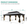 YITAHOME 12X18FT Hardtop Gazebo Double Roof Canopy Galvanized Iron 4.7X4.7'' Aluminum Pillar Garden Tent Curtains Netting for Patios Backyards Decks Lawns
