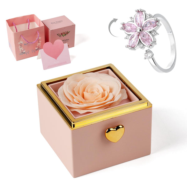 mountova Valentine’s Day Gift for Her Preserved Rose Surprise Box with Heart Necklace, Luxury Flip Jewelry Box, Romantic Gift for Girlfriend or Wife, Anniversary & Proposal (pink)