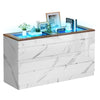 DWVO 8 Drawer Dresser with LED Light,White Marble Dresser, Modern 8 Chest of Drawers with Deep Drawers Glass Top High Gloss Surface, Storage Organizer Cabinet for Living Room, Bedroom