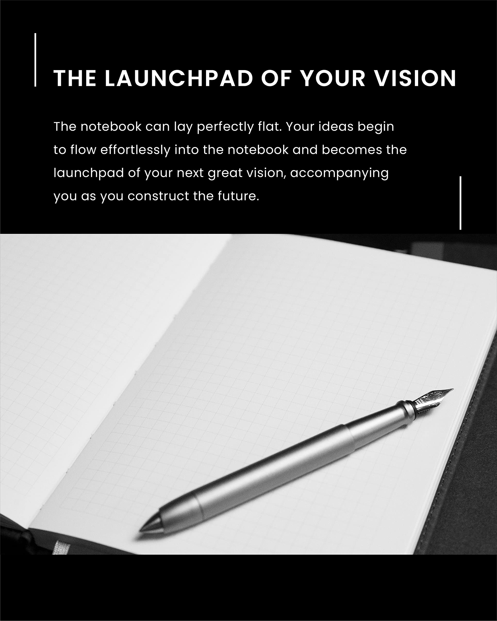 Novium Leatherette Notebook, A5 Hardcover Notebook, Sleek Inspirational Notebooks with Acid-free Papers, Grid Sheets, Professional Notebook, Enhancing Productivity to Achieve Goals, Leather Journal for Men & Women, Inspirational Gifts for Business