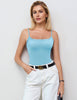 Avidlove Body Suits for Womens Lace Trim Bodysuit Tank Tops Square Neck Summer Sleeveless Light Blue