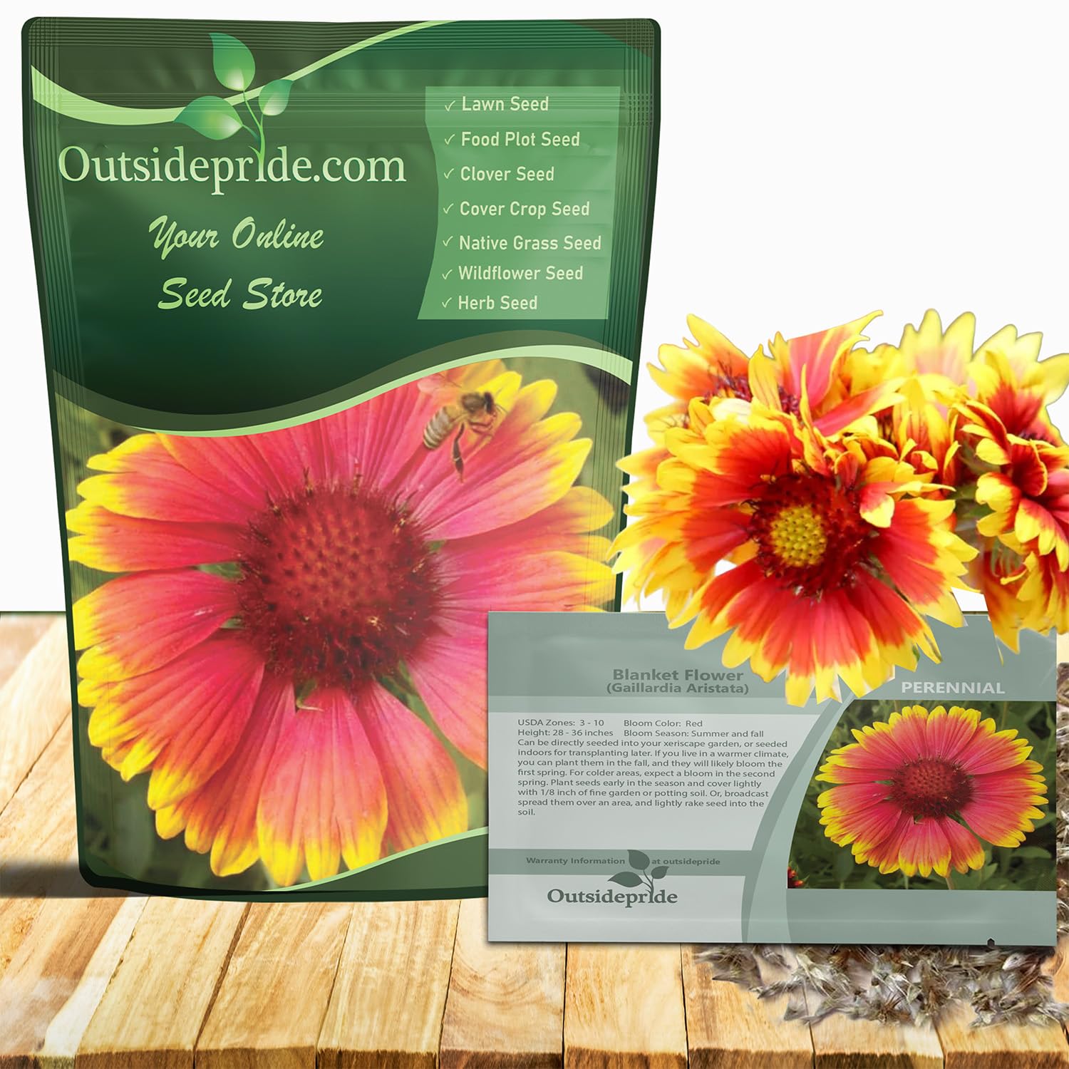Outsidepride Gaillardia Aristata Red Blanket Flower Seeds for Planting - 1 lb Perennial Wildflower Seeds, Drought-Tolerant for Xeriscaping, Borders, Pollinator Gardens, or Wildflower Mixes