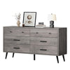 DWVO Grey Dresser TV Stand for 65 Inch TV/6 Drawer Dresser Entertainment Center/Console Table with Black Metal Handles & Anti-Tipping Device for Living Room