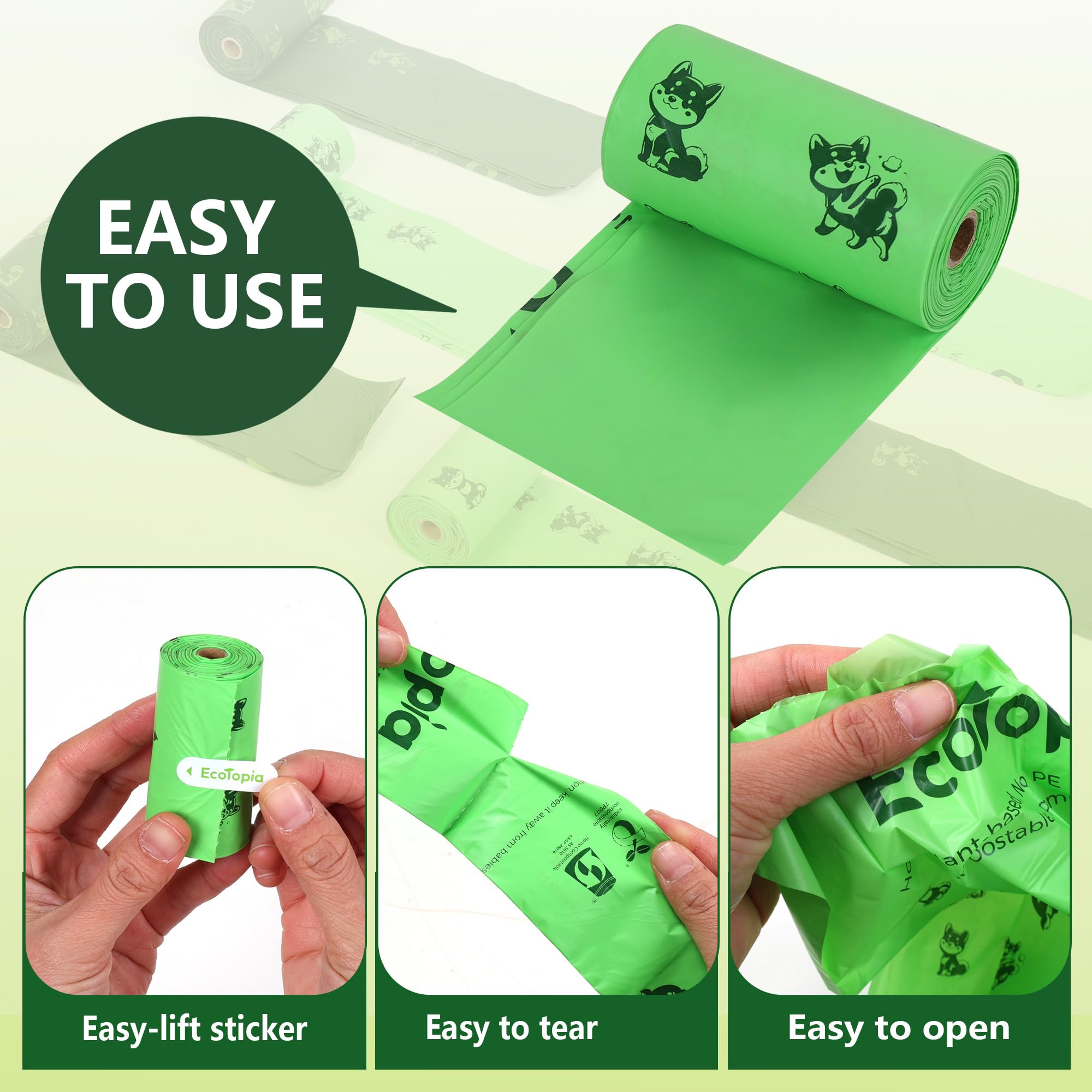Extra 20% Thicker Dog Poop Bags and Recyclable Poop Bags Dispenser,ASTM D6400 & EN 13432 Compliant Dog Waste Bags,Extra Thick&Leakproof,120Bags,Dark Green