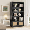 GarveeHome 5 Tier Bookshelf, Boho Bookcase with Rattan Doors, Wooden Bookcase and Bookshelf with Storage, Tall Book Stand, Large Bookshelf for Living Room, Bedroom, Home Office, Kitchen