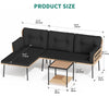 YITAHOME Patio Furniture Set, 3-Piece Outdoor Wicker Conversation Sectional L-Shaped Sofa with 4 Seater for Backyard, Porch, Boho Detachable Lounger with Cushions and Coffee Table - Black