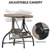 DWVO 3-Seat Outdoor Porch Swing with Adjustable Canopy - Heavy Duty Swing Chair with Removable Cushion, Backyard (Gray)