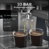 Garvee 20 Bar Espresso Machine, Espresso Maker with Grinder and Milk Frother Steam Wand, Professional Coffee Machine with 96 Oz Removable Water Tank for Cappuccino Latte, Silver