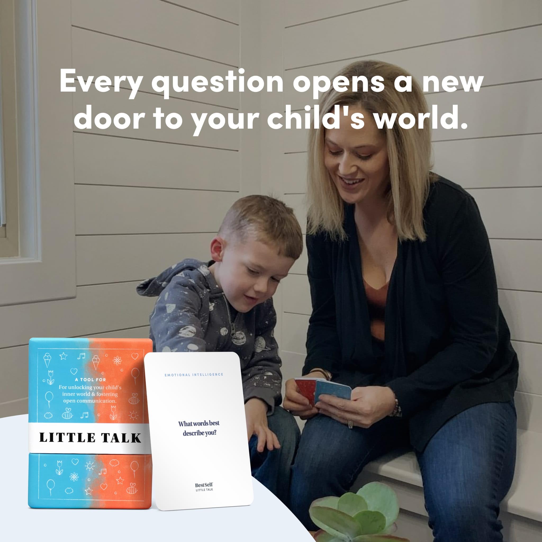 BestSelf Conversation Cards for Kids Little Talk Deck - 150 Prompts, Ideal Classroom Must Haves and Therapy Tools, Social Skills Activities and Fun Conversation Starters for Kids and Families