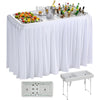 YITAHOME Ice Table, 4FT Folding Ice Cooler Table with Drain and Detachable Skirt, Portable Ice Tables for Parties BBQ Camping Picnic, White