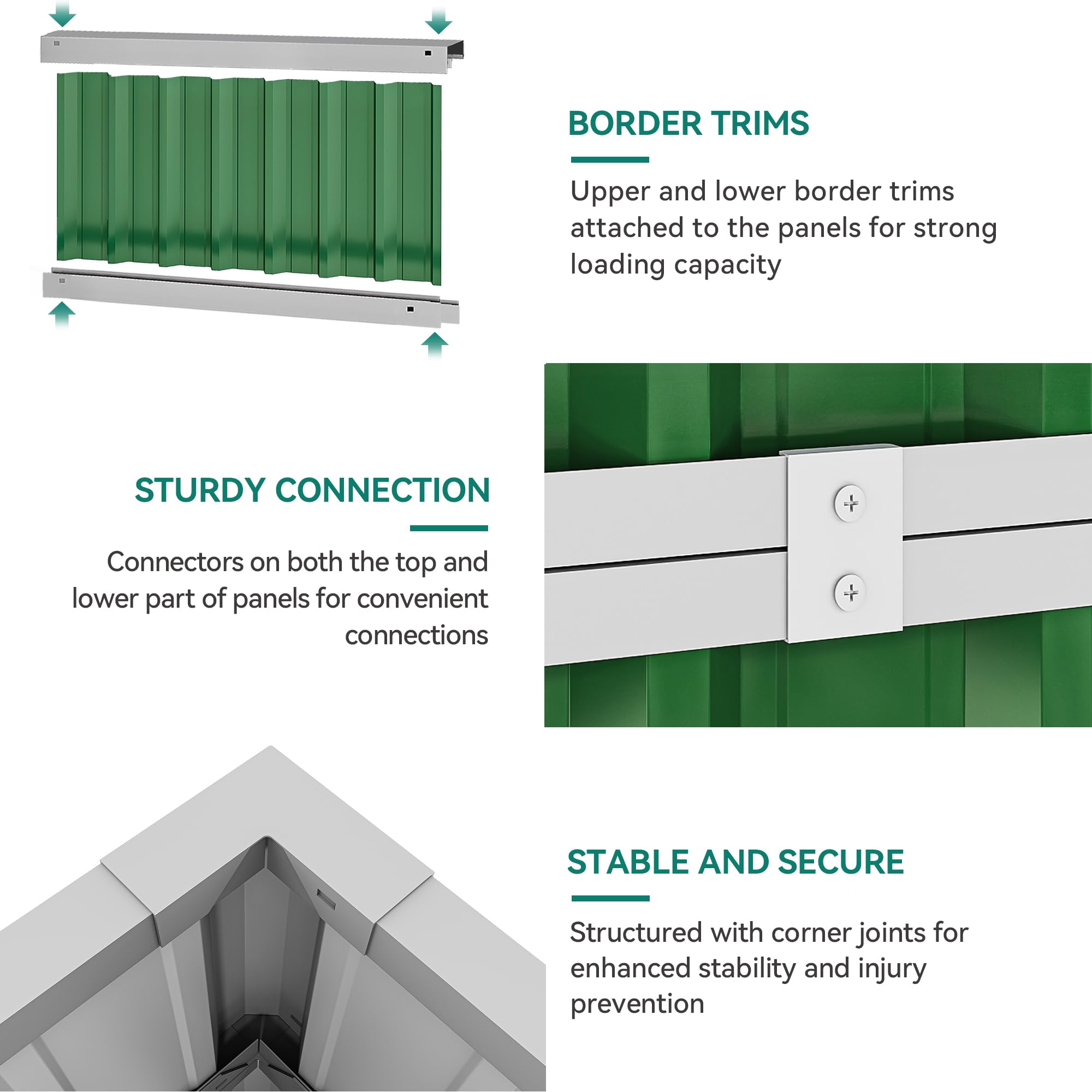 YITAHOME 4x4x2FT 3 Tiers Large Raised Garden Bed, 3 Installation Methods for DIY Outdoor Metal Patio Planter Box with Gloves and Reinforced Frame for Deep-Rooted Plants Vegetables Flowers (Green)