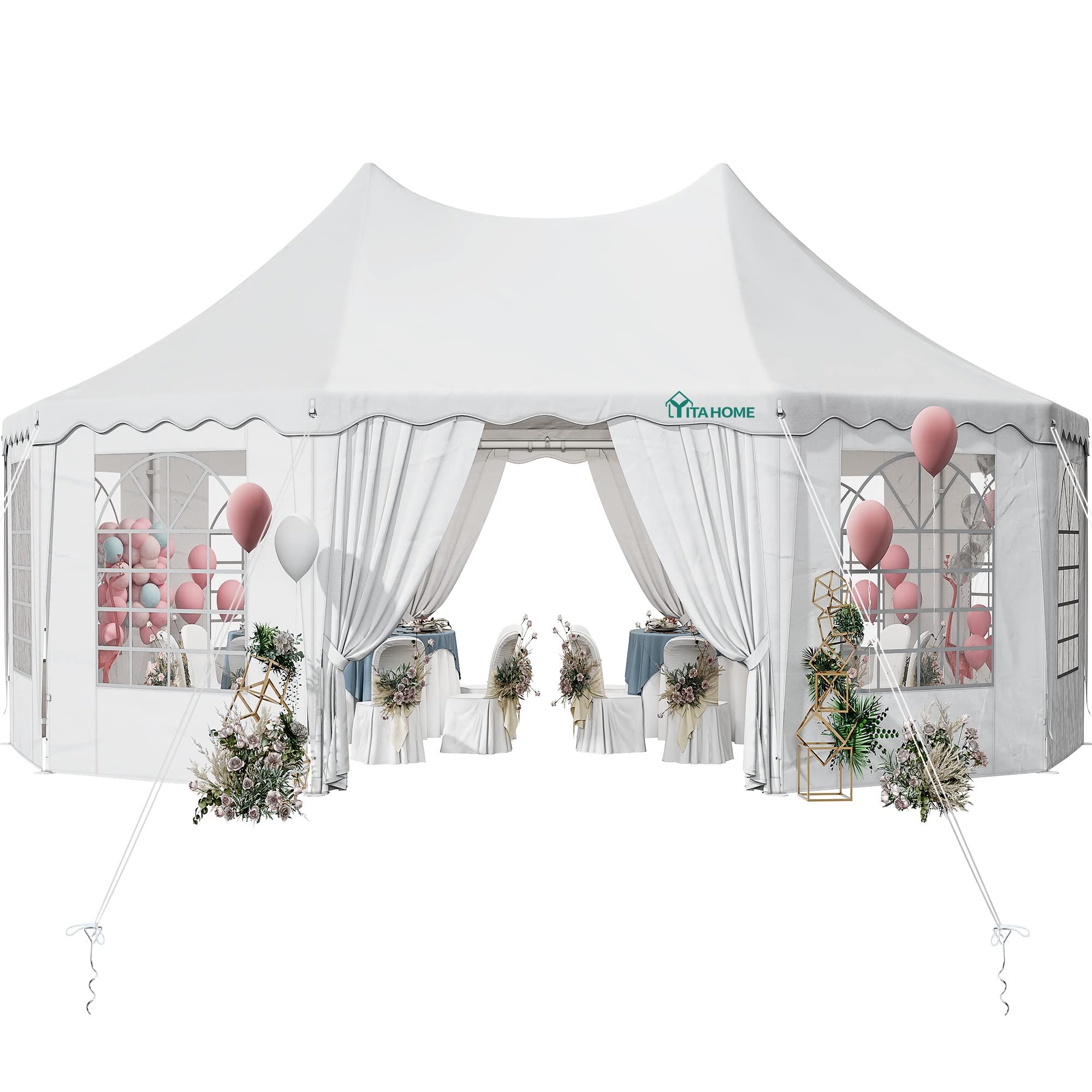 YITAHOME 29x21FT Party Tent Canopy Event Shelter Heavy Duty Wedding Upgraded Ripple Gazebo Large with Roof Removable Sidewalls Commercial