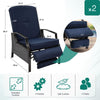 YITAHOME Outdoor Recliner Chair, 2-Piece Patio Adjustable Wicker Reclining Lounge Chairs, Dual-use Rattan Furniture Set with Soft Thick Cushions, Extended Footrest, Flip Back, Brown & Navy Blue
