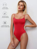 Avidlove Thong Bodysuits for Women Double Lined Lace Trim Red Body Suit Spaghetti Strap Sleeveless