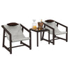 DWVO 3 Pieces Patio Conversation Bistro Set, Textile Patio Furniture Set with Side Table & Headrest Pillows, Outdoor Sectional Sofa for Patio, Balcony, Backyard, Garden, Poolside