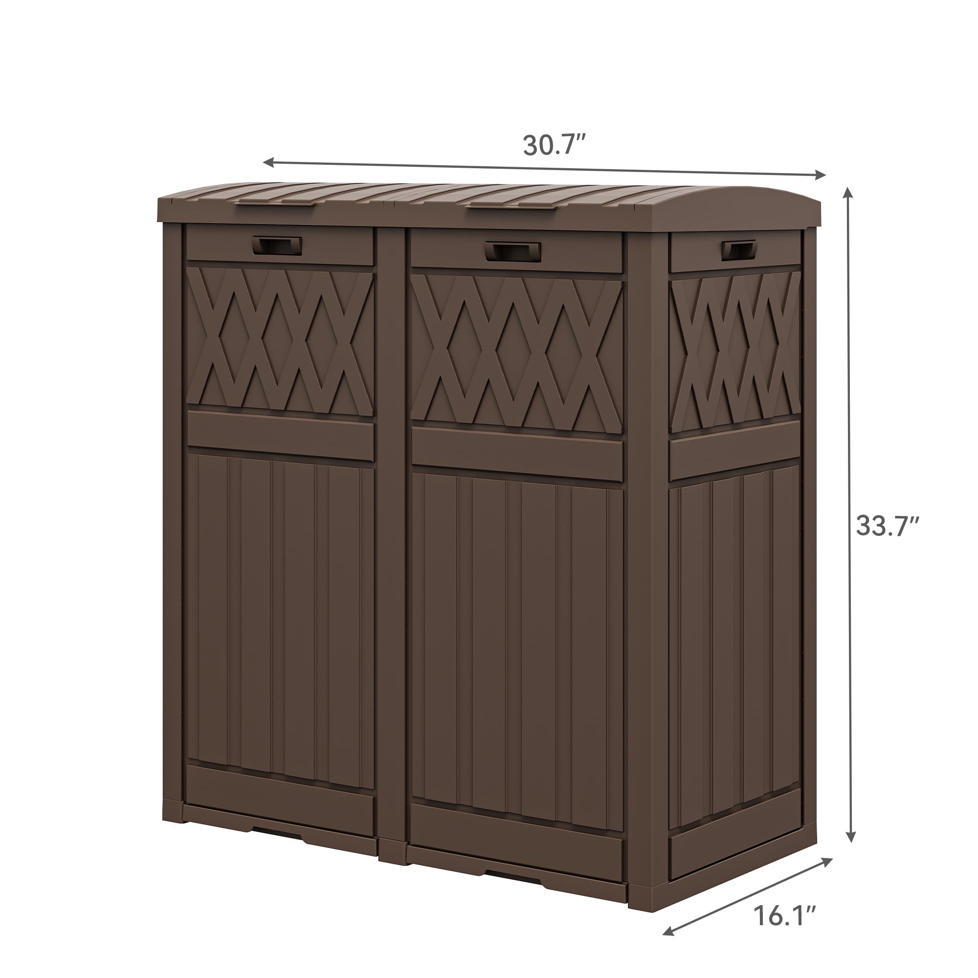 YITAHOME 76 Gallon Dual Compartment Outdoor Trash Can, Resin-Based with Layered Lid and Drip Tray, Waterproof Garbage Bin Brown