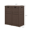 YITAHOME 76 Gallon Dual Compartment Outdoor Trash Can, Resin-Based with Layered Lid and Drip Tray, Waterproof Garbage Bin Brown