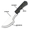 WARIVO KNIFE D2 Steel Tracker Knife 12 Inch Fixed Blade Bushcraft Survival Knife Full Tang with Micarta Handle & Leather Sheath for Camping, Hunting, Outdoor Use