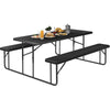 YITAHOME 6FT Large Folding Picnic Table w/Easy Assembly Steel Frame & Wood Like Tabletop, All Weather Folding Picnic Tables with Benches Ideal for Yard Patio Lawn Party, Black