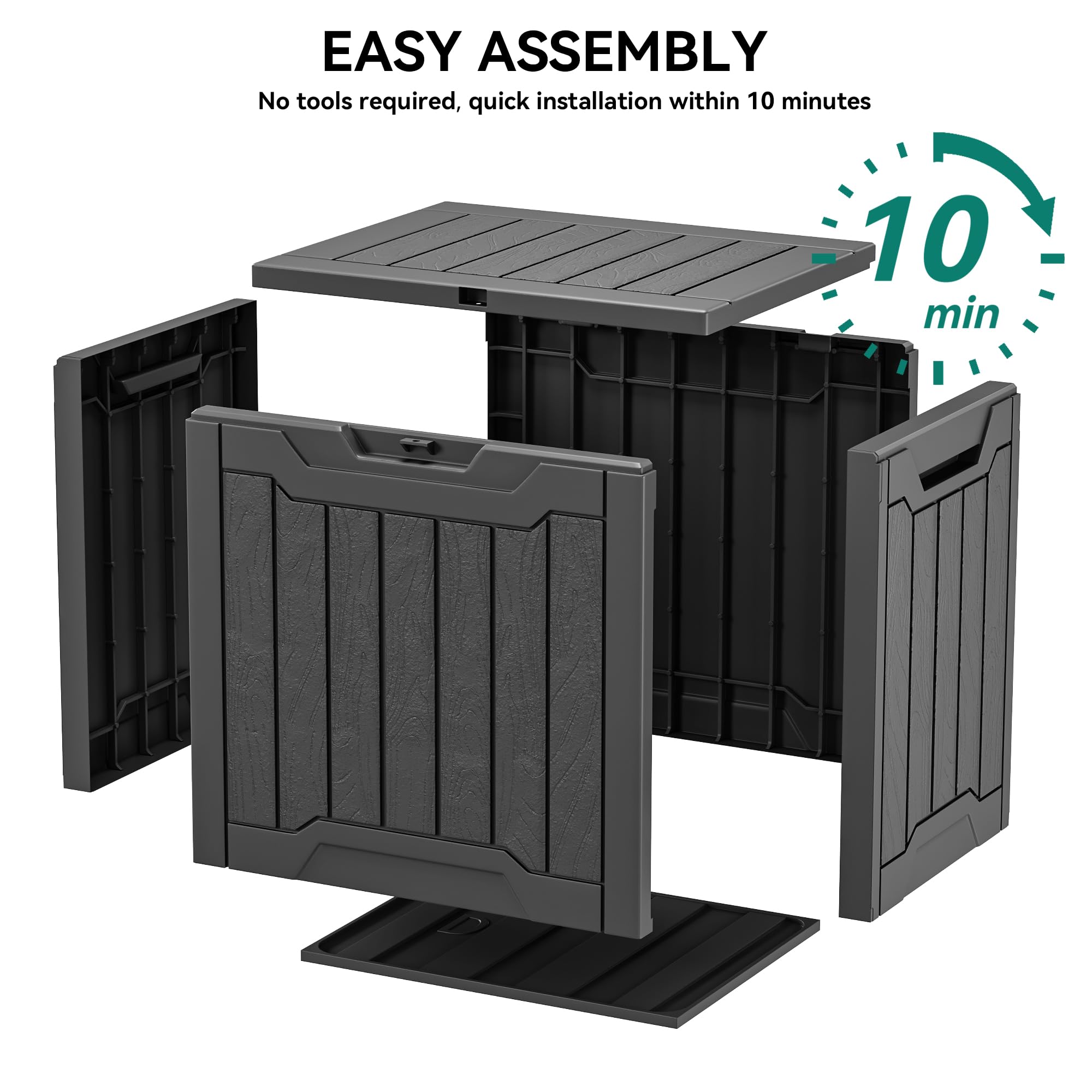 YITAHOME 31 Gallon Resin Deck Box Outdoor Storage Box and Waterproof Package Delivery Box with Lockable Lid for Patio Furniture, GardenTools, Pool Supplies, Black