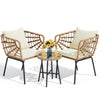 YITAHOME Accent Chairs Set of 2, Wicker Arm Chair with Soft Cushion, Comfy Living Room Chairs Mid-Century Modern Reading Chairs with Side Table for Living Room, Bedroom, Balcony, Beige