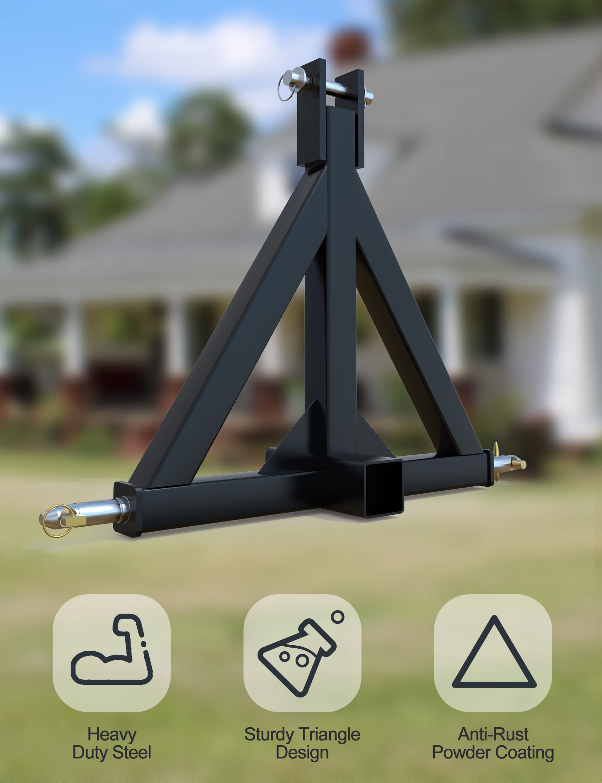KYBOLT 3 Point 2" Trailer Hitch Receiver Heavy-Duty for Category 1 Tractors Compatible with Kubota, BX, LM25H, WLM Tractor, NorTrac, Yanmar, Kioti, Cat, John Deere
