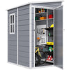 DWVO 5x4ft Resin Outdoor Storage Shed with Floor, Large Waterproof Lockable Storage Shed with Window, Plastic Outside Tool Storage for Garden, Backyard, Patio, Lawn, Gray