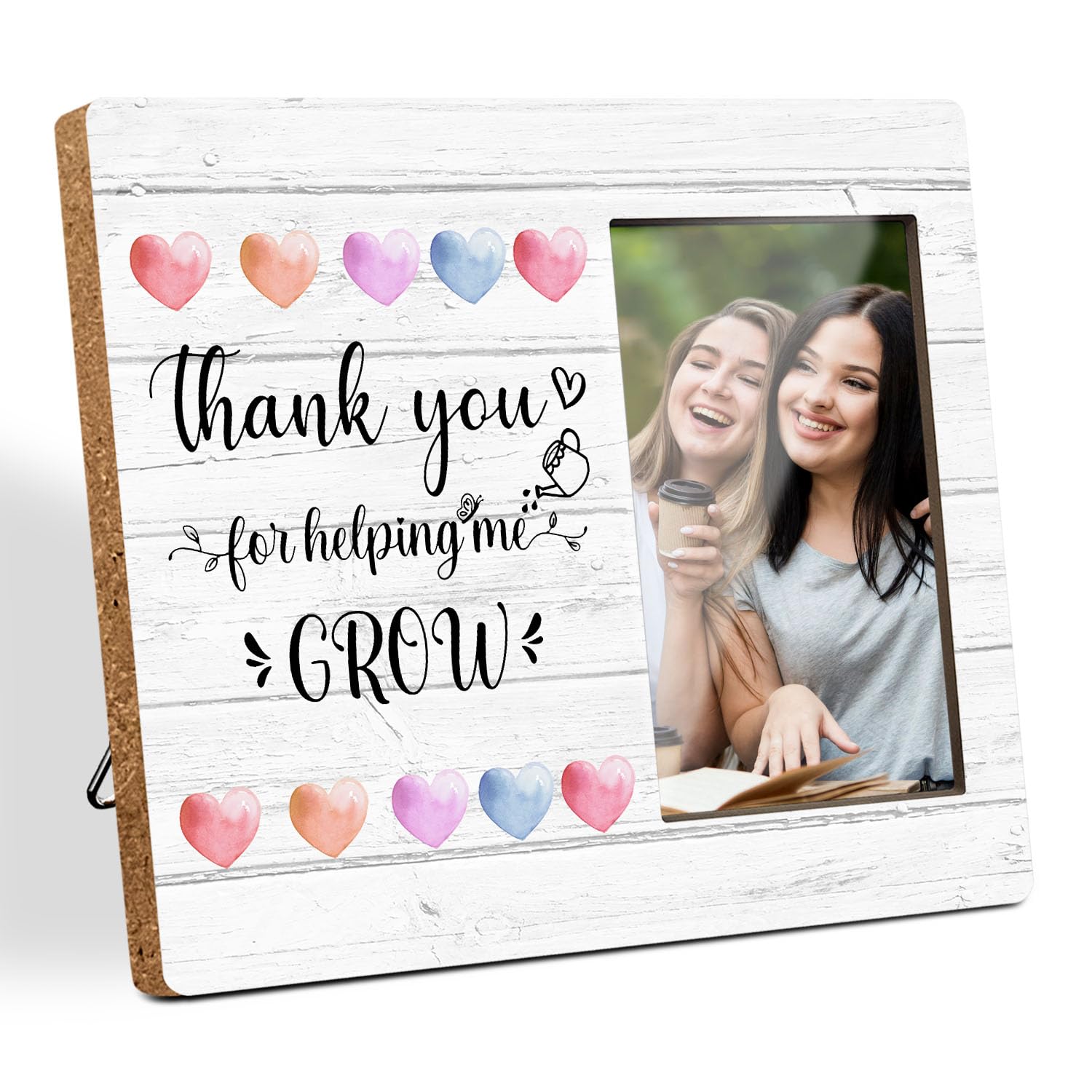 Thank You Gifts for Teachers Friends, Grateful Gifts Wooden Photo Frame, Thank You for Helping Me Grow Picture Frame, Home Wall & Tabletop Decor Picture Frames(4x6 Inch Photo)