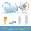LeakLocks® Toiletry Skins™ Elastic Sleeve for Leak Proofing Travel Container in Luggage. For Standard and Travel Sized Toiletries. Reusable Accessory for Travel Bag Suitcase and Carry-on Luggage