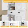 DWVO 72'' Farmhouse Kitchen Pantry, Rustic Wood Kitchen Storage Cabinets with Adjustable Shelves & Drawer, Tall Freestanding Cupboard for Dining Room, Living Room, White