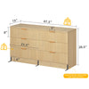 DWVO 6-Drawer Dressers, Chest of Drawers with Fluted Panel, Wide Versatile Storage Dresser Organizer for Living Room, Kitchen and Office, Natural, Upgraded