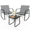 YITAHOME 3 Piece Patio Furniture Set, Small Outdoor Conversation Set with Textilene Fabric Bistro Rocking Chairs and Glass Table for Balcony Backyard Lawn Porch Garden Poolside (Grey)
