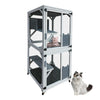 71'' Catio Outdoor Cat House on Wheels, Outdoor Cat Enclosure for 2 Cats Cat Cage with Waterproof Cover, Feral Cat Shelter with 4 Platforms and Resting Box