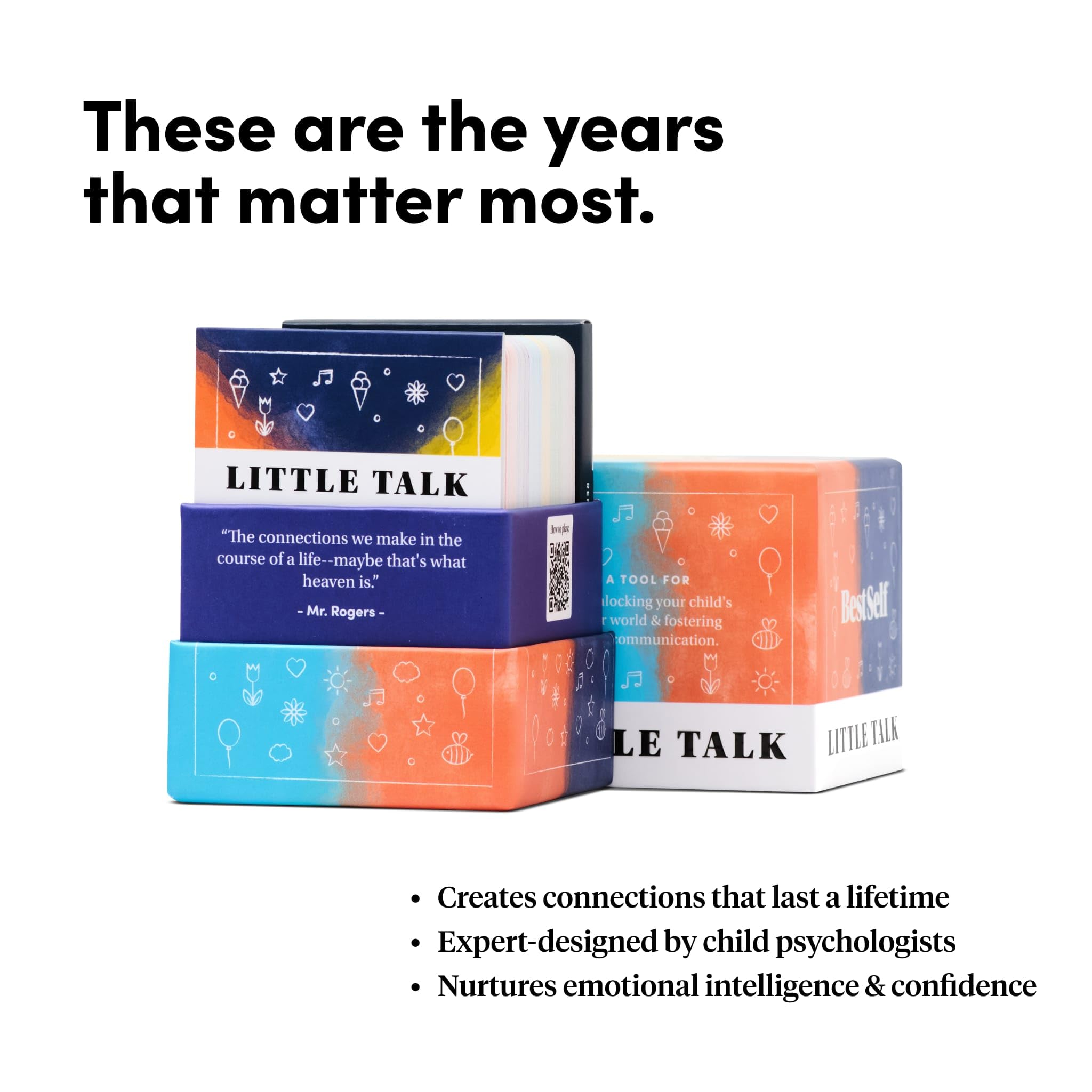 BestSelf Conversation Cards for Kids Little Talk Deck - 150 Prompts, Ideal Classroom Must Haves and Therapy Tools, Social Skills Activities and Fun Conversation Starters for Kids and Families