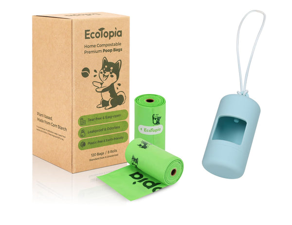 Tear-Free Dog Poop Bags Rolls and Recyclable Poop Bags Dispenser, Dog Waste Bags and Dog Poop Bags Holder,Extra Thick&Leakproof,120Bags,Light Green