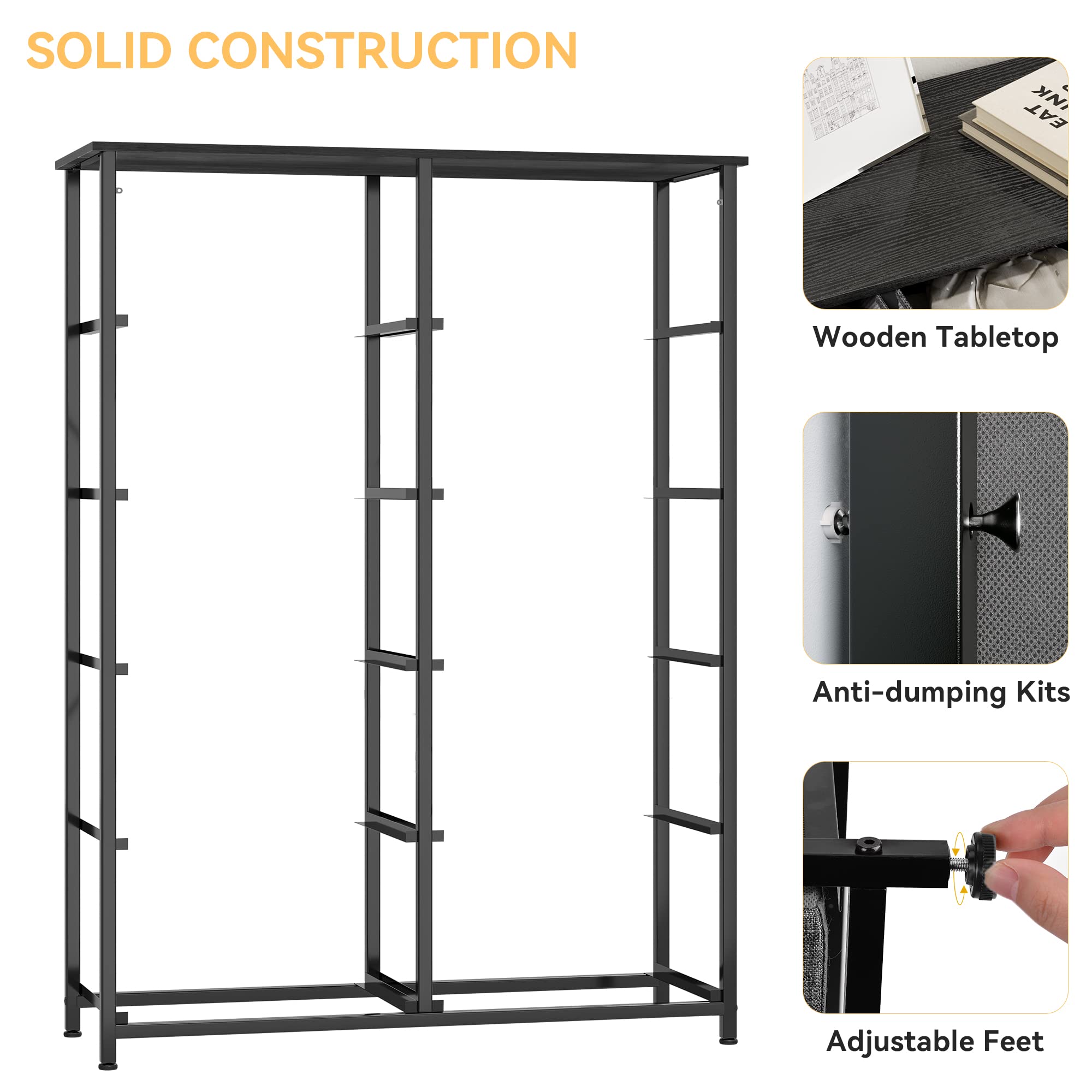 DWVO Dresser for Bedroom, Fabric Tower with 8 Drawers, Tall Dresser, Chest of Drawers for Closet, Living Room, Sturdy Steel Frame, Wooden Top, Easy Pull Handle, Black Ash