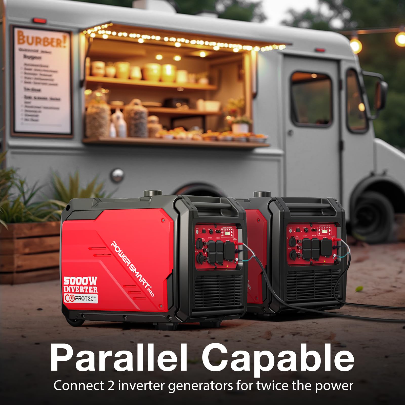 PowerSmart 5000-Watt Portable Inverter Generator with CO Protect, Electric Start, Super Quiet, 30 Amp RV Ready, Parallel Capable, Eco-Model Wheel Handle Kit