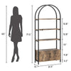 GarveeHome Arched Bookshelf, Bookcase with Doors Storage, 71.5 Inches Tall Industrial Book Shelf with Sturdy Metal Frame and Quality Boards, Freestanding Display Shelving (Brown)