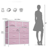 DWVO Dresser with 9 Drawers, Fabric Storage Dresser, Closet Chest of Drawers for Living Room, Closets - Sturdy Steel Frame, Wooden Top & Easy Pull Fabric Bins (Pink)