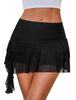 Avidlove Women's Asymmetric Ruffle Mini Skirt Ruched Hem Tiered Skirt Sexy Lace Lingerie Short Skirts Black