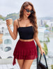 Avidlove Women's Asymmetric Ruffle Mini Skirt Ruched Hem Tiered Skirt Sexy Lace Lingerie Short Skirts