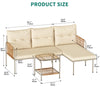 YITAHOME Patio Furniture Set, 3 Pieces Outdoor Wicker Conversation Set, All-Weather Rattan Sectional L-Shaped Sofa Detachable Lounger with Cushions and Coffee Table for Backyard, Porch, Boho - Beige