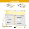 DWVO 6 Drawer Dressers with LED Light, Dresser & Chests of Drawers with Charging Station, Modern Dresser with Open Shelf Storage for Room, Entryway, Hallway, White