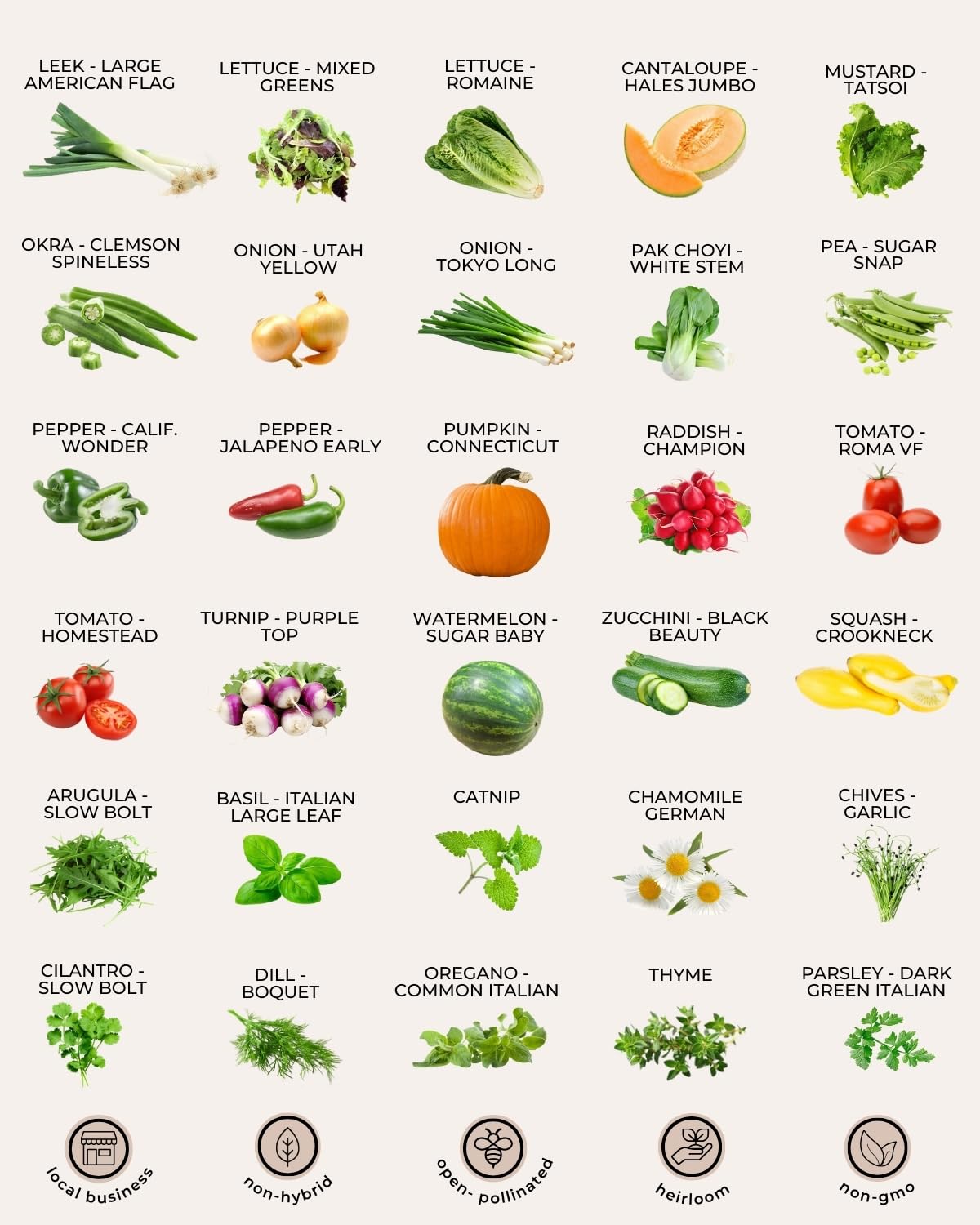 50 Tactiko Survival Vegetable, Herb & Fruit Seed Kit - U.S.A. Harvested Varieties - Over 25,000 Non-GMO Heirloom Seeds - Emergency Seed Vault in Waterproof Mylar Bag - Long-Term Storage