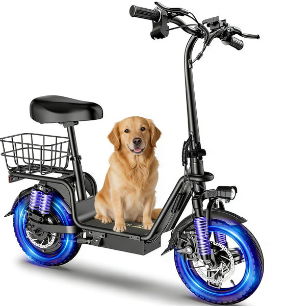 Electric Scooter with Seat for Adults, 900W Peak Power, 28-Mile Range, 20MPH, 14