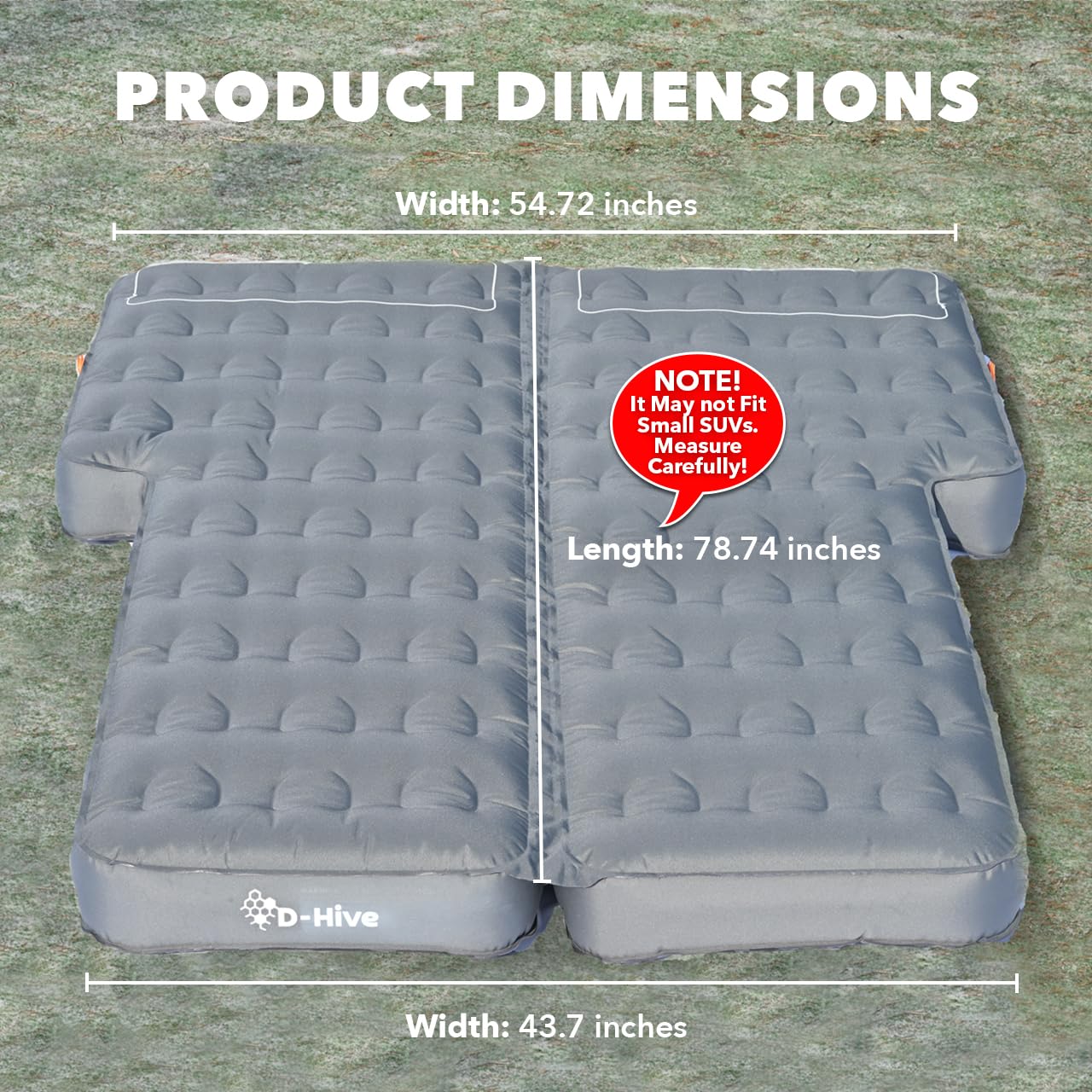D-Hive Unbeatable Durability SUV Air Mattress for Car Camping, Durable Extra Thick 300D Oxford Fabric, Quick Easy Set-Up w/Electric Pump, Car Bed Mattress, Mattress for SUV, Air Mattress