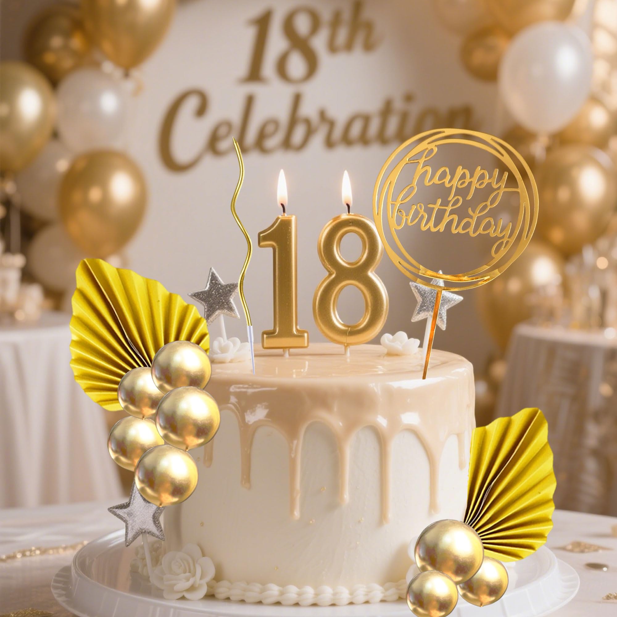Happy Birthday Candles For Cake, Tyotrbs 36 Pcs Birthday Candles, Happy Birthday Cake Toppers Decorations DIY Cake Decor for Men Women Wedding Anniversary