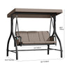 DWVO 3-Seat Outdoor Porch Swing with Adjustable Canopy - Heavy Duty Swing Chair with Removable Cushion, Backyard (Gray)