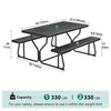 YITAHOME Picnic Table Heavy Duty Outdoor Picnic Table and Bench with Weather Resistant Resin Tabletop & Stable Steel Frame for Yard Patio Lawn Party Black